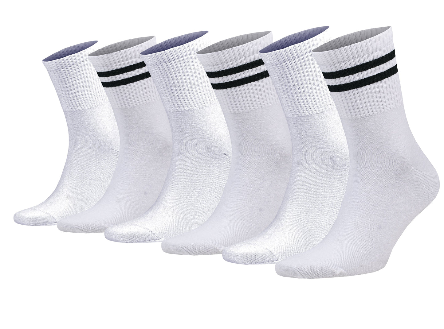 Men’S Tennis Crew Socks – 6 Pairs, Cotton Striped, Extra Thin & Breathable, Moisture-Wicking Athletic Socks, Shoe Size 5-10