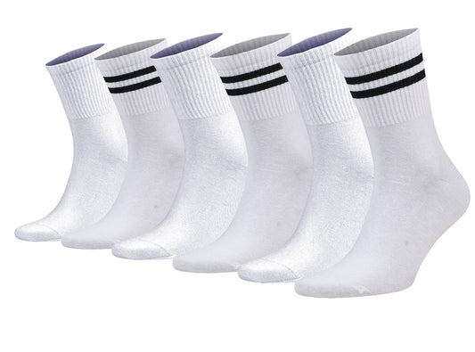 Men’S Tennis Crew Socks – 6 Pairs, Cotton Striped, Extra Thin & Breathable, Moisture-Wicking Athletic Socks, Shoe Size 5-10